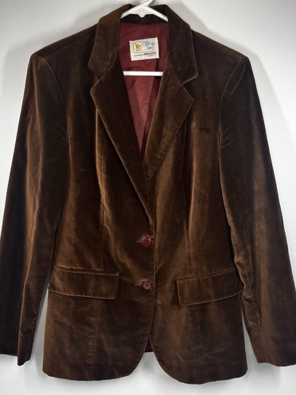 Chorus Line Brown Velvet Blazer Jacket Button Closure Size Women’s Small VTG